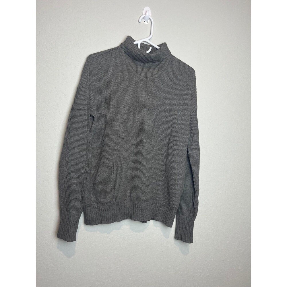 Lululemon Large Gray Turtleneck‎ Pullover Knit Pockets Long Sleeve Solid